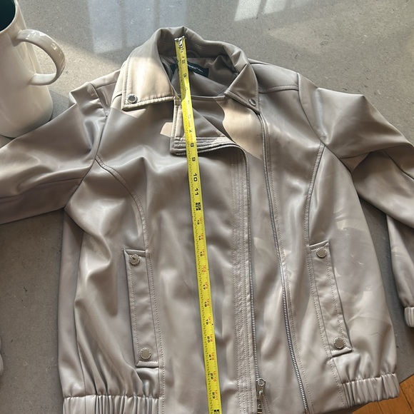 French Connection light Grey leather jacket S - Picture 8 of 8